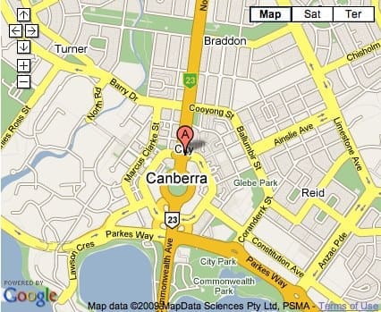 city Location Map for Canberra City
