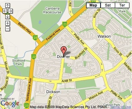 downer Location Map for Downer