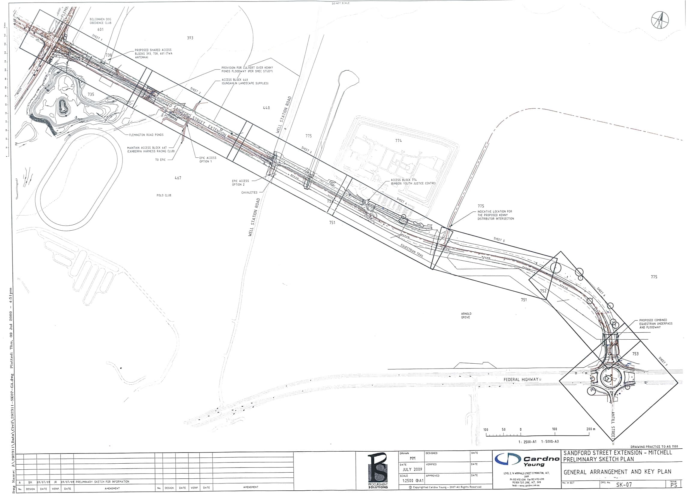 Proposed Route of Sanford  Street Extension to Federal Highway